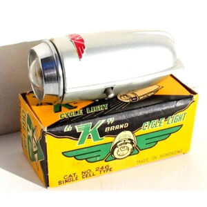 VTG 1950s K Brand Bicycle Cycle Light Single Cell Type - Made In Hong Kong NOS